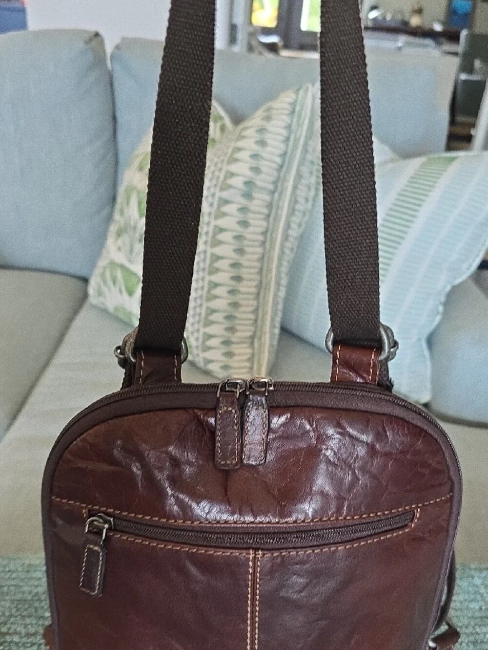 Jack Georges Small Brown Leather Backpack — Men